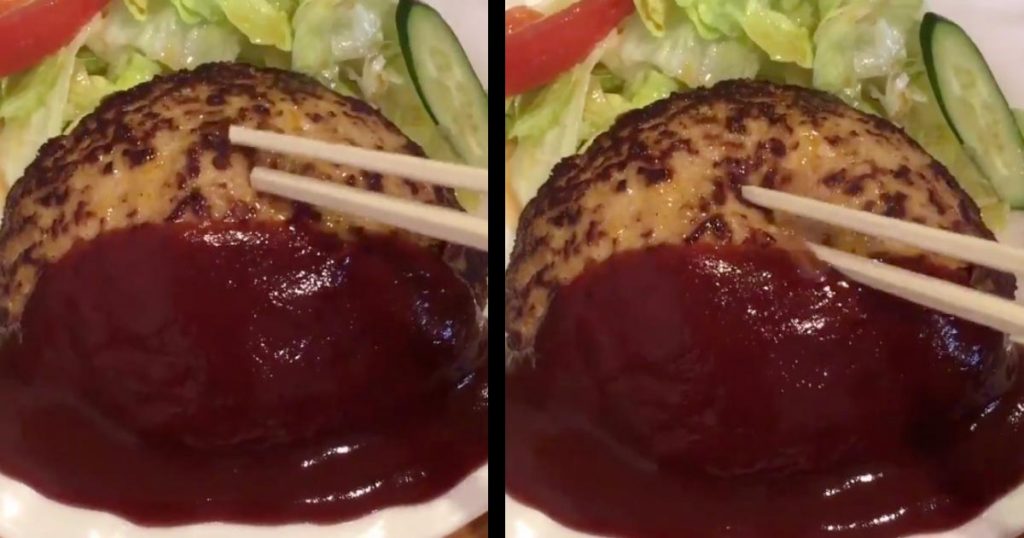 ちょっと突いただけで凄い量の肉汁がブシャー！京都「とくら」で撮影されたハンバーグの動画が美味しそうすぎると話題に！