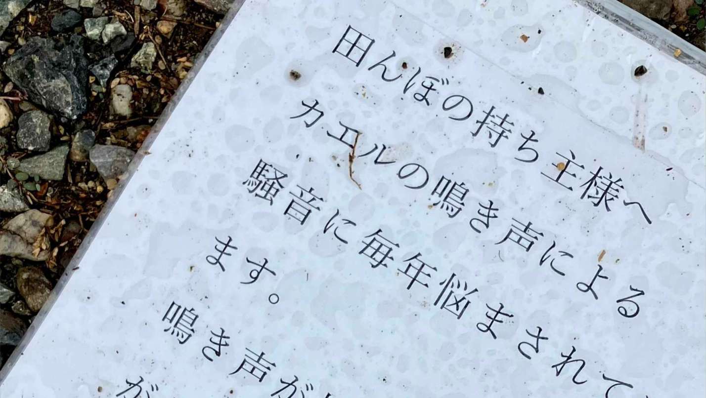 「カエルの鳴き声による騒音をどうにかして」という張り紙が話題に！東京地裁の判決に賞賛の声！
